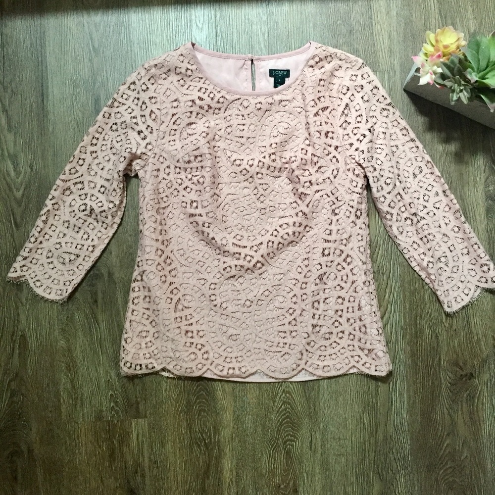 J.Crew Light Pink 3/4 Lace Top Size 0
